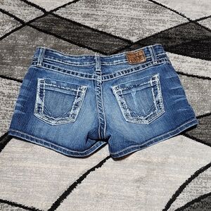 BKE SABRINA EMBROIDERED RHINESTONES DENIM SHORTS